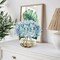 Artificial Hydrangea Flowers with Vase Blue Silk Fake Flowers Faux Hydrangea Flowers with Faux Water Riverstones for Home Office Table Room Wedding Centerpiece Decorations